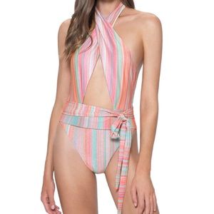 PQ SWIM Alex One Piece In Newport Stripes - L